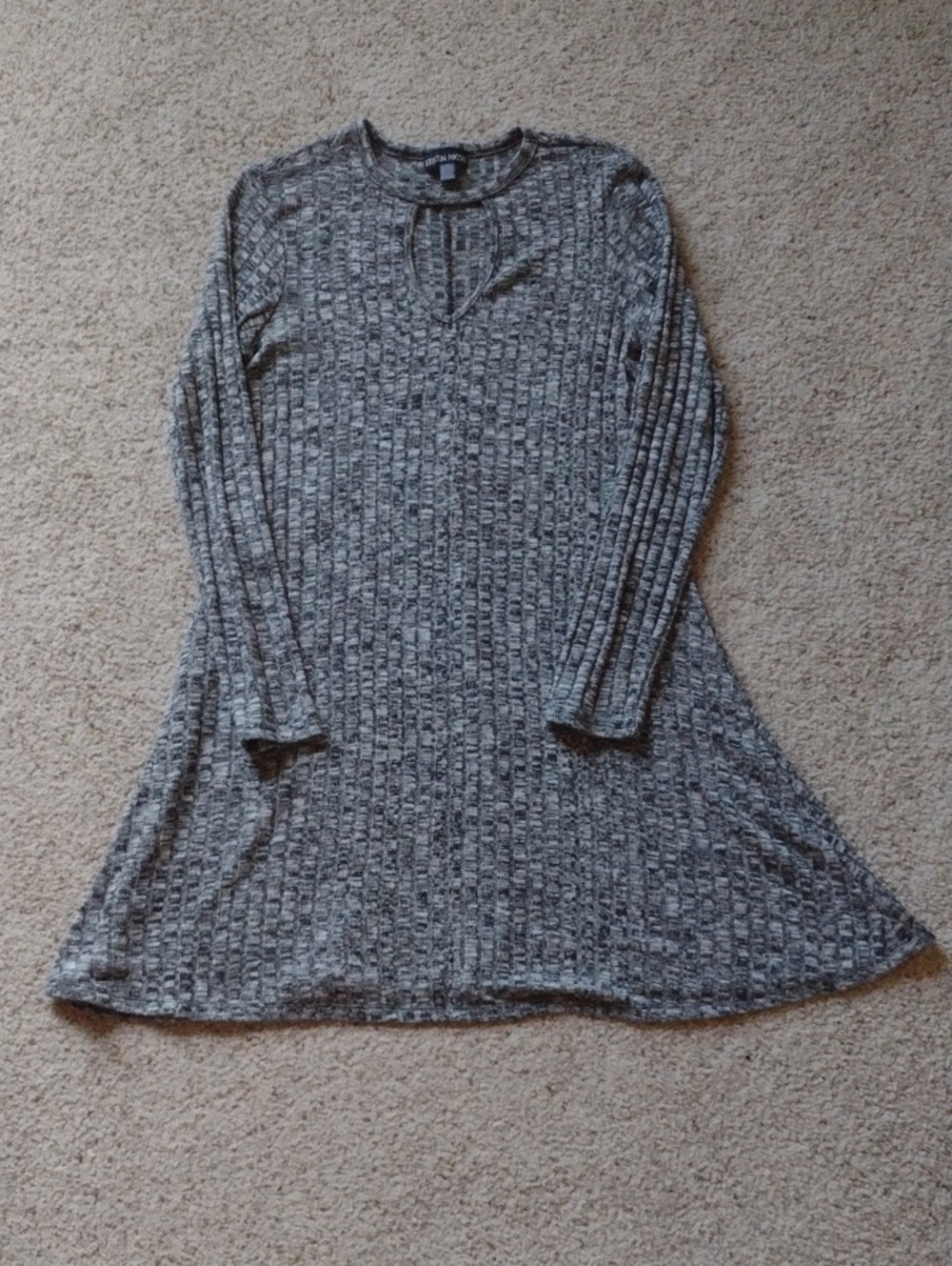Long Sleeve Knit Swing Dress - Gray